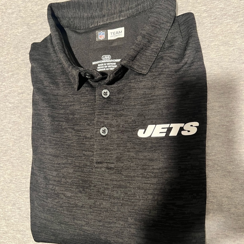 Team Apparel Men's Charcoal Polo Shirt. NY JETS JETS JETS